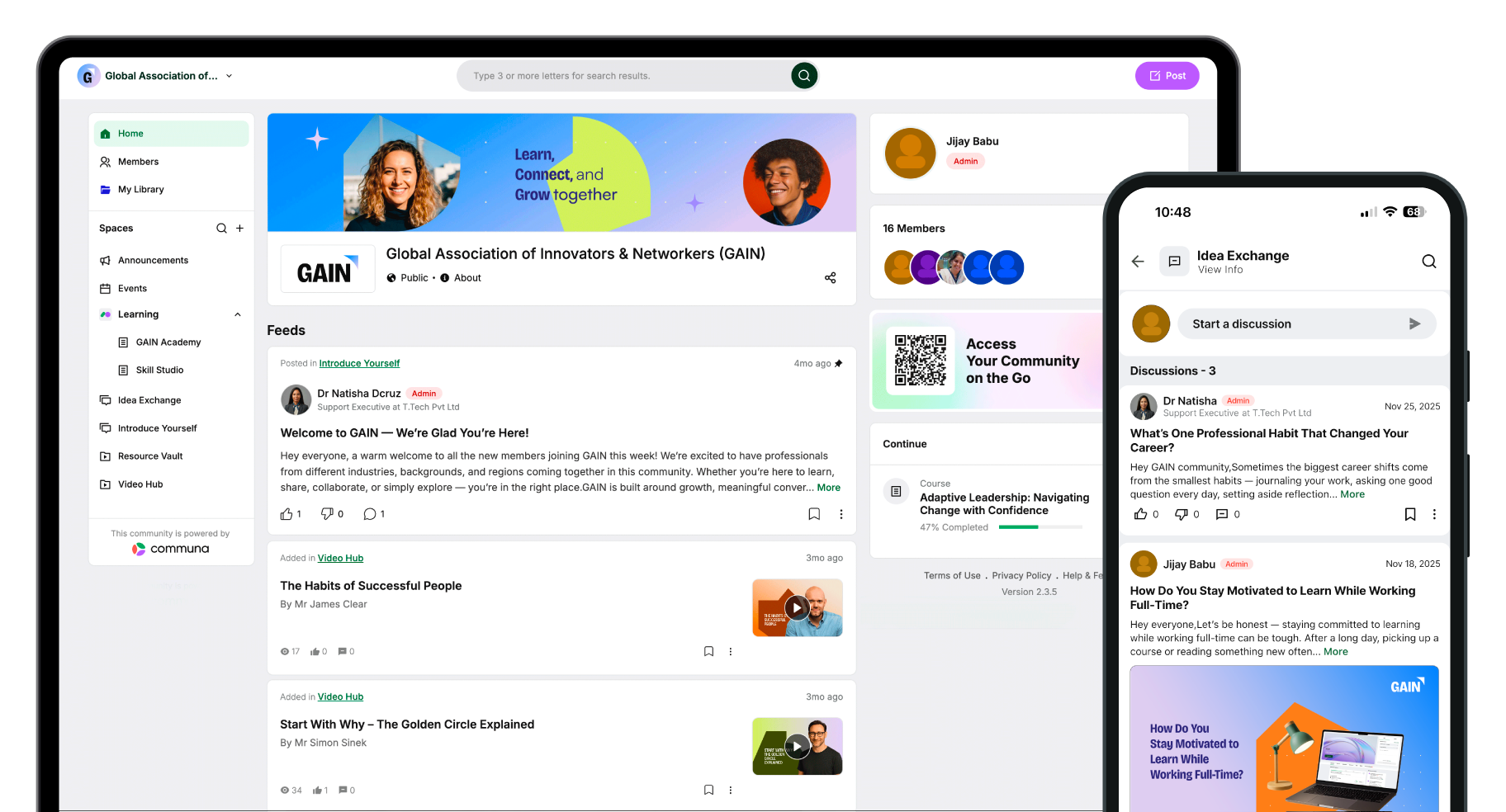 Communa platform — web and mobile UI