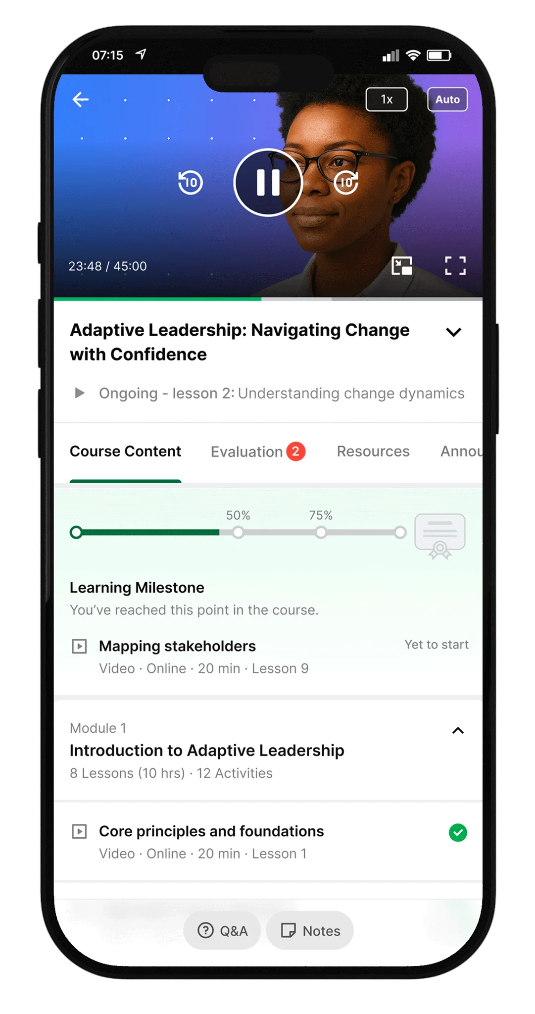 Communa courses screen